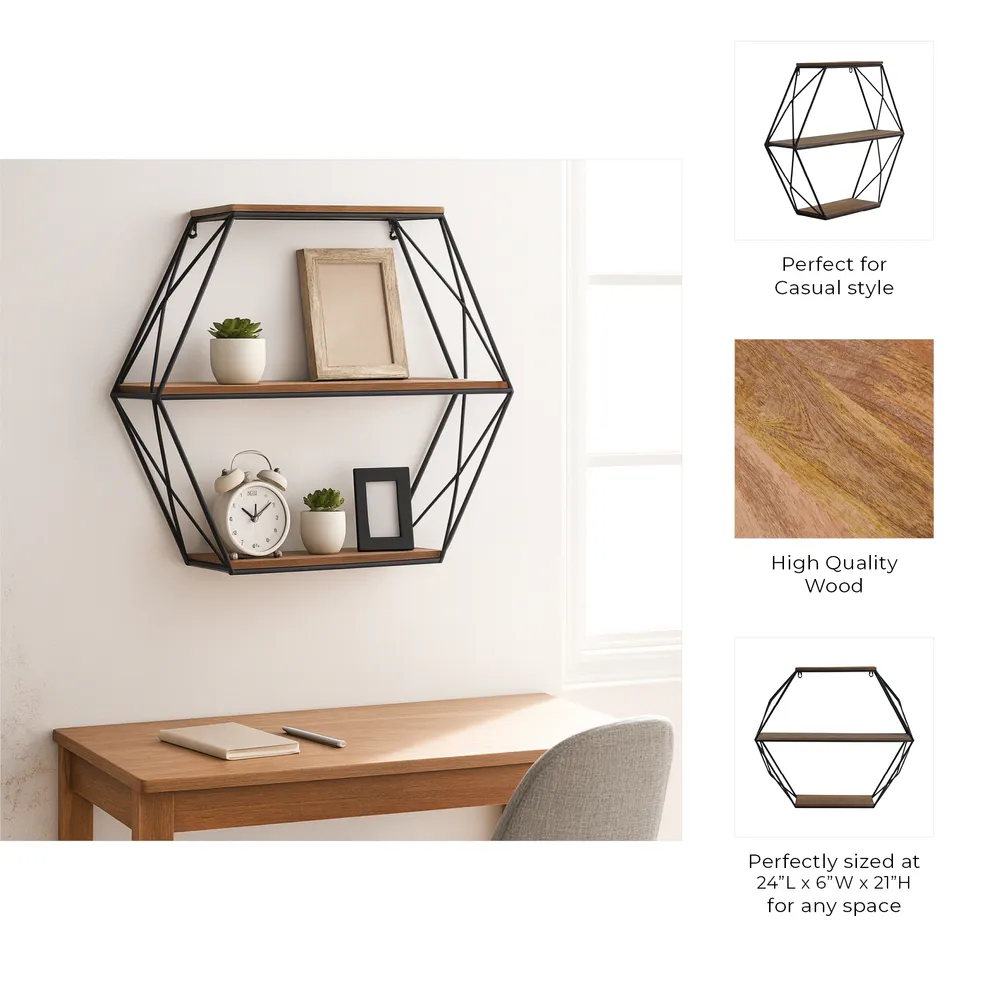 INGRIDHAVEN BROWN WALL SHELF 21 (IN)