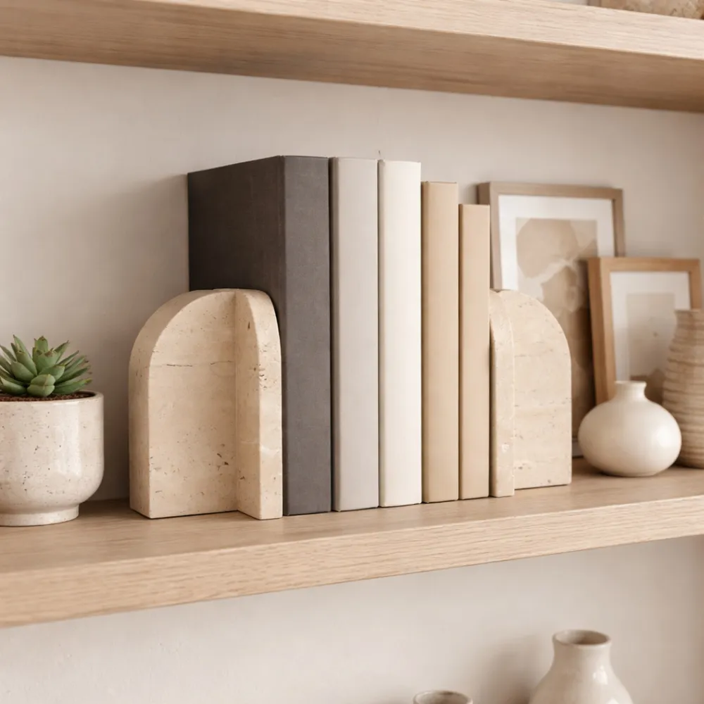 NORMAWORTH SET OF 2 TAN BOOKENDS 6 (IN)