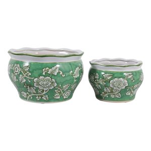 HENLEYDALE SET OF 2 GREEN PLANTER 6 (IN) 1