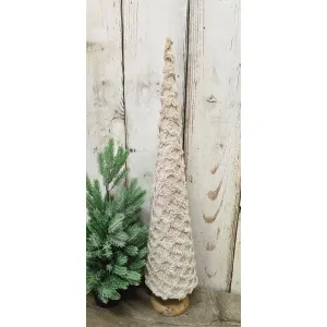 Lg Fuzzy Beige Cone Tree 30.5x6x6in 1