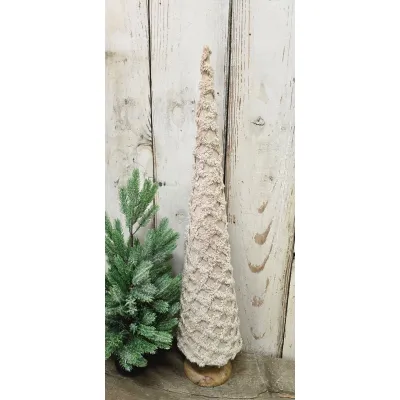 Lg Fuzzy Beige Cone Tree 30.5x6x6in