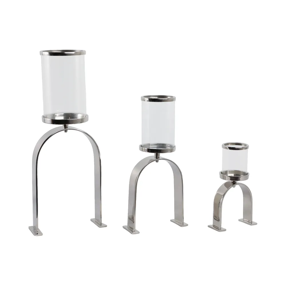 FLYNN SET OF 3 SILVER CANDLE HOLDER 22 (IN)