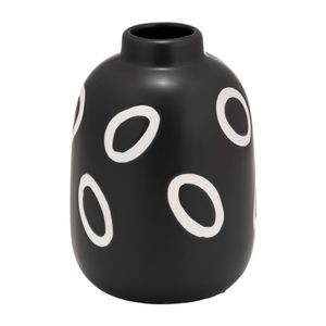 CER, 9"H FUNKY BUBBLE FLOWER VASE, BLACK/WHITE 1