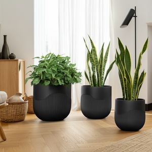 TODDCLIFF SET OF 3 BLACK PLANTER 16 (IN) 2