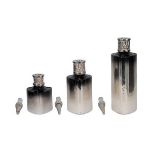 HOUSTONCROSS SET OF 3 SILVER GLASS VASES 17 (IN) 5