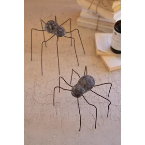Set of 2 Clay and Wire Spiders 3