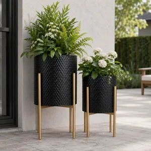HAYFORDTON SET OF 2 BLACK PLANTER 23 (IN) 11