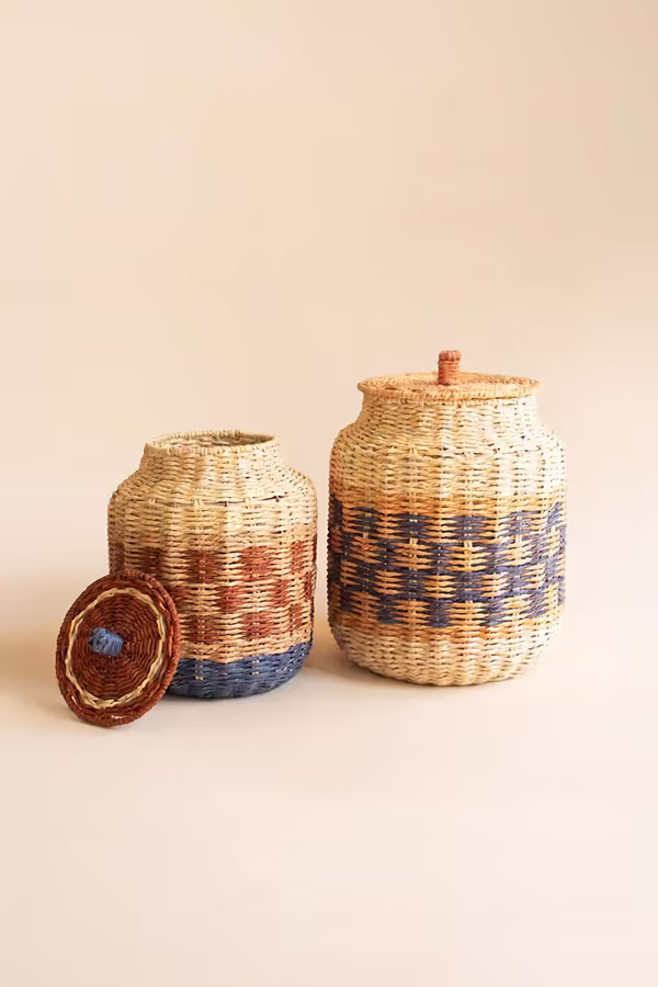 Set of 2 Twisted Paper Canisters