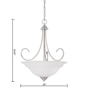 Bella 20'' Wide 3-Light Pendant - Brushed Nickel 2