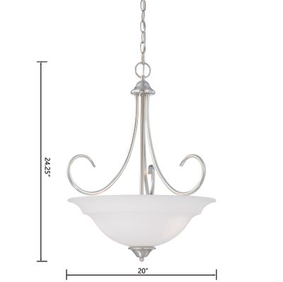 Bella 20'' Wide 3-Light Pendant - Brushed Nickel