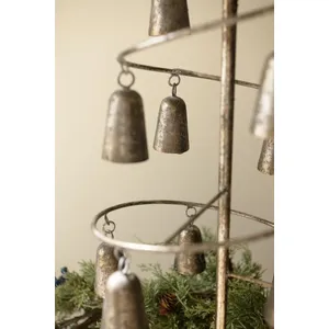 Rustic Metal Christmas Tree with Bells, Bow and Star 2
