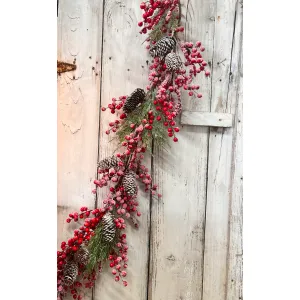 Snow Covered Red Berry Garland 1