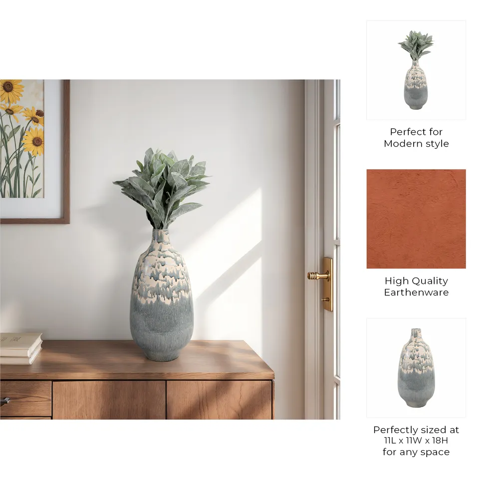 TROY GRAY VASE 18 (IN)
