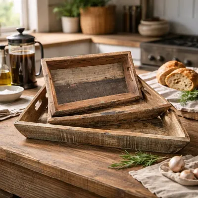 Wooden Tray 22,18 and 16in Set of 3