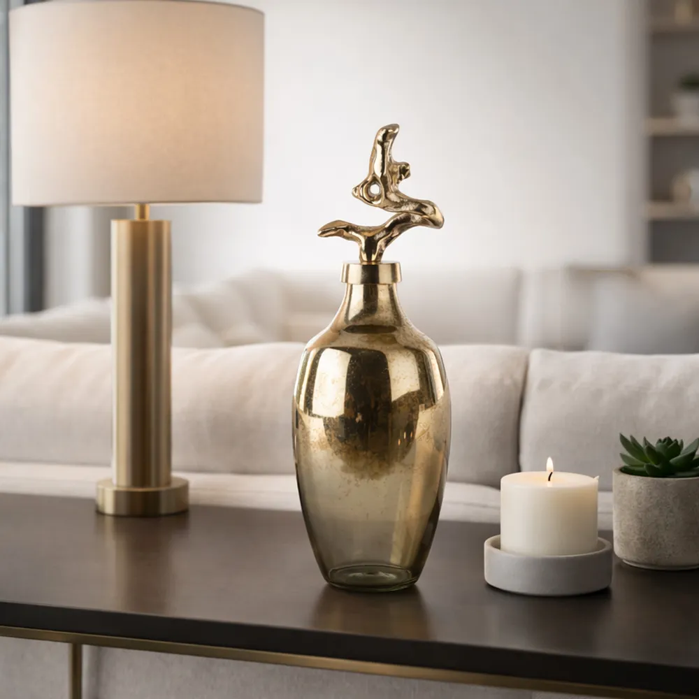BRAMRUN GOLD GLASS VASE 16 (IN)