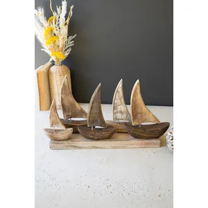 Five Wooden Sailboats on a Base 1