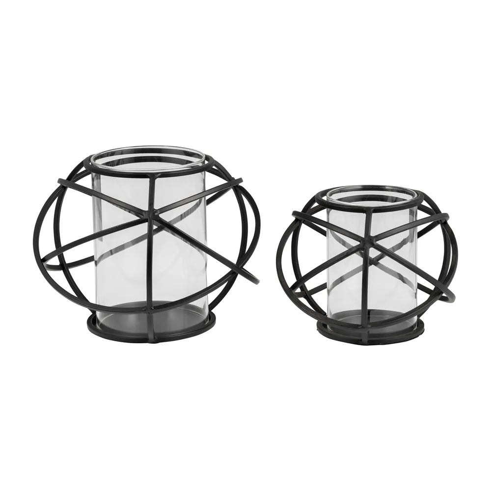 HARMONWICK SET OF 2 BLACK CANDLE HOLDER 6 (IN)