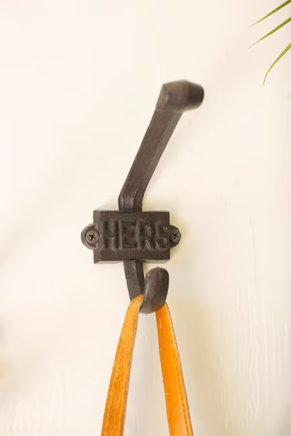 Set of 2 Cast Iron His and Hers Hooks