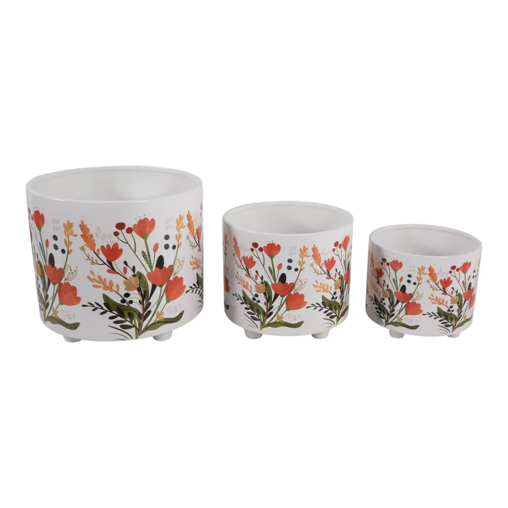 BRYNHAM SET OF 3 RED PLANTER 11 (IN)
