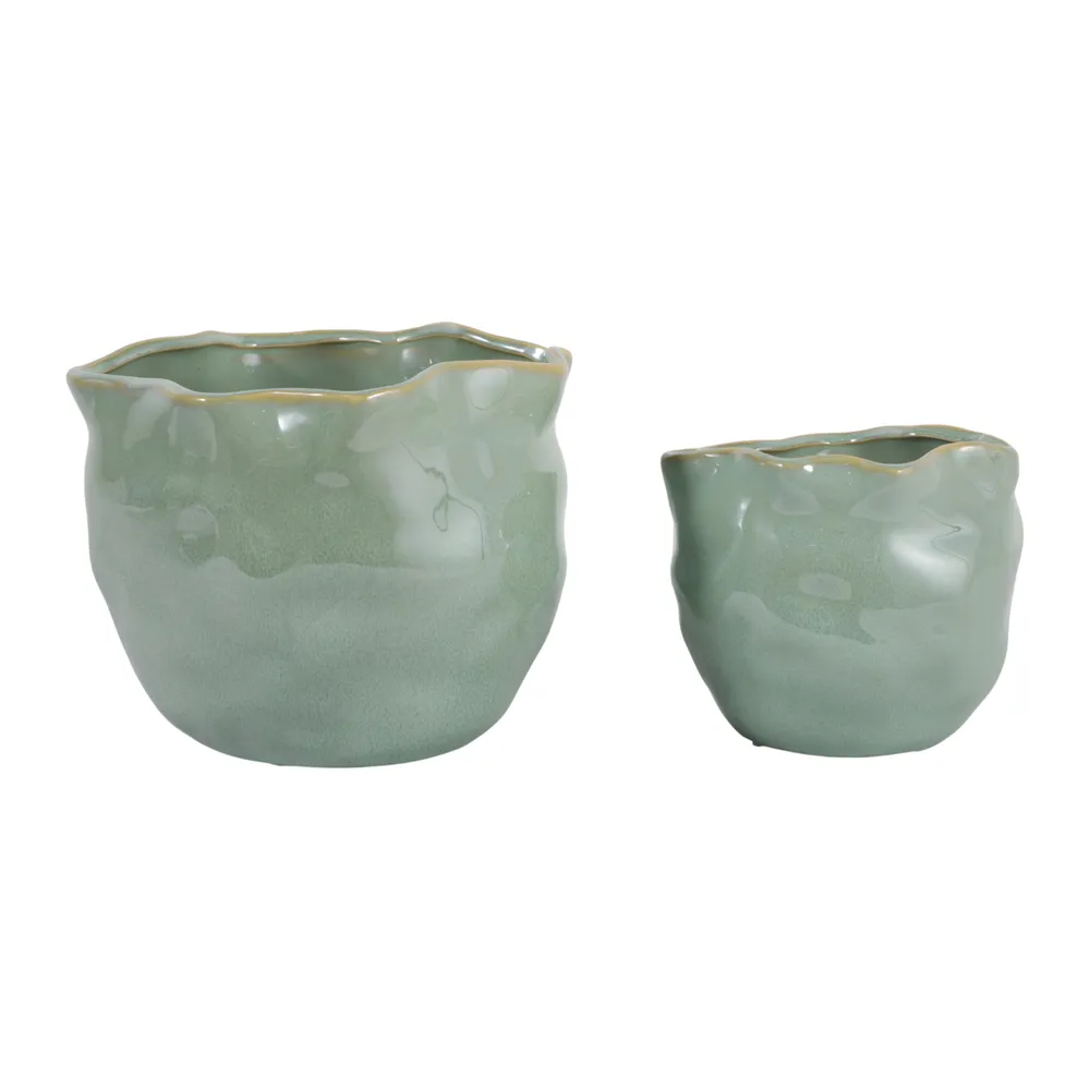 DRAPERSTONE SET OF 2 GREEN PLANTER 6 (IN)