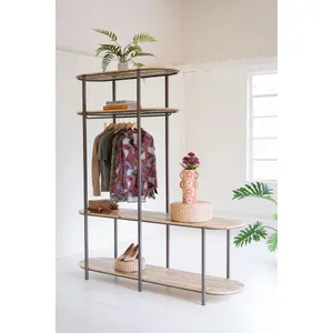 Tall Asymmetrical Iron and Recycled Wood Garment Display 6