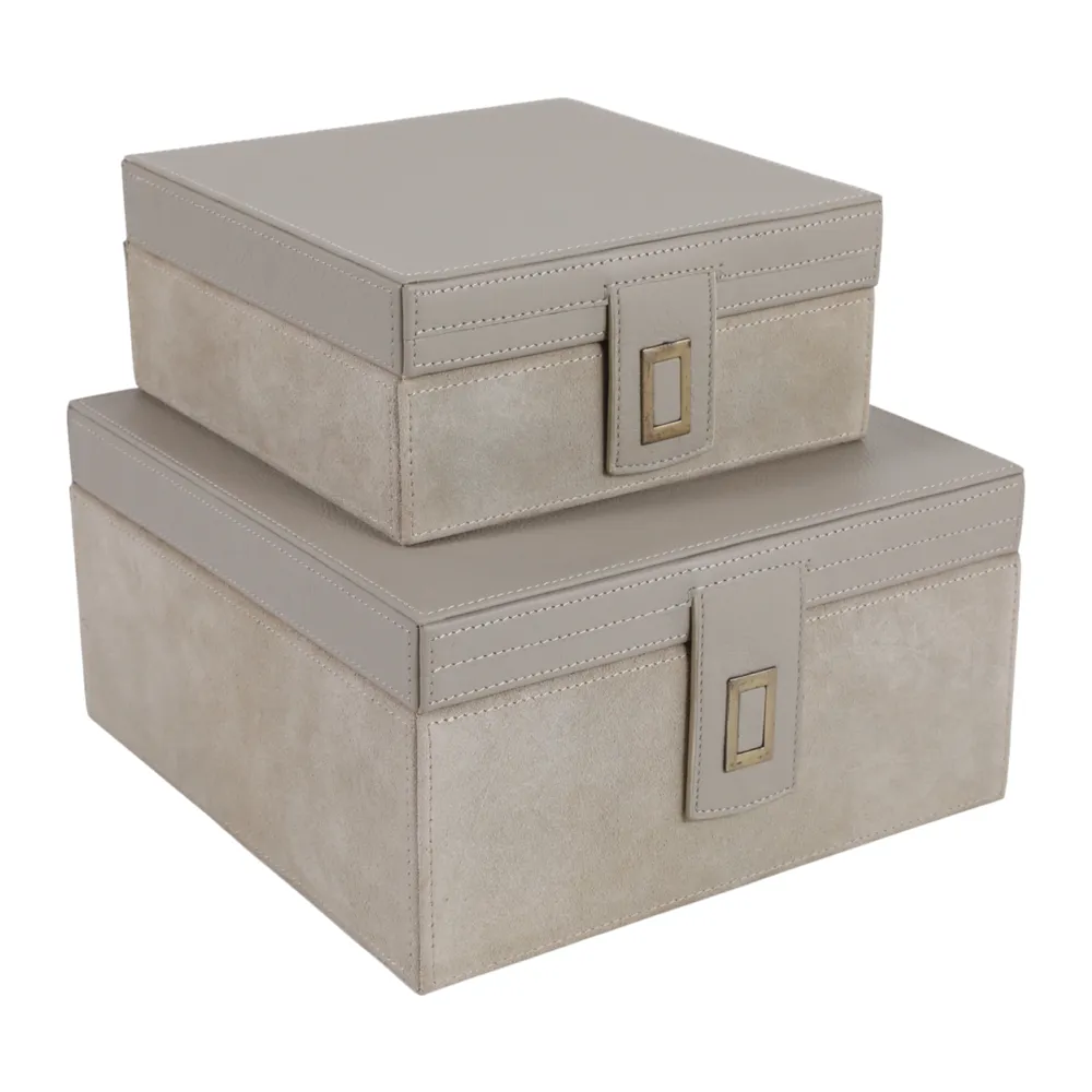 BENTONBEACH SET OF 2 IVORY BOXES 5 (IN)
