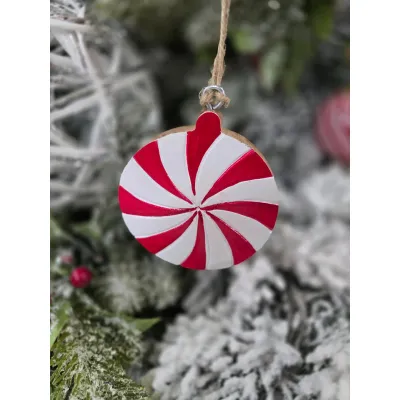 Peppermint Candy Ornament 3x2.75in