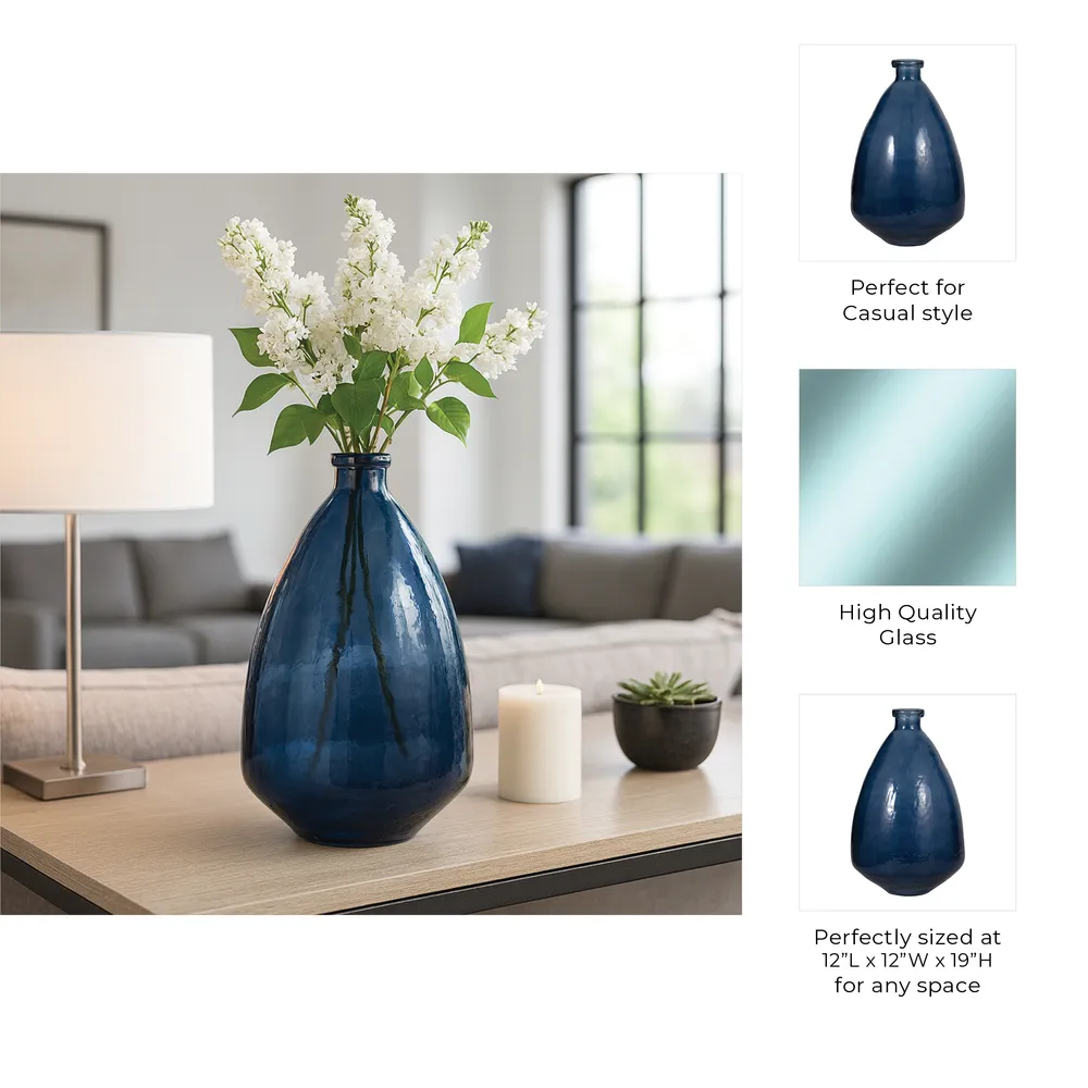 SUTTONWORTH BLUE GLASS VASE 19 (IN)