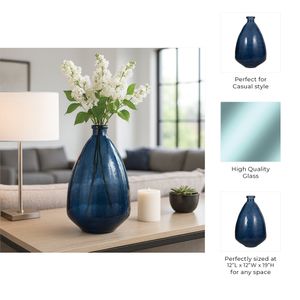SUTTONWORTH BLUE GLASS VASE 19 (IN) 10