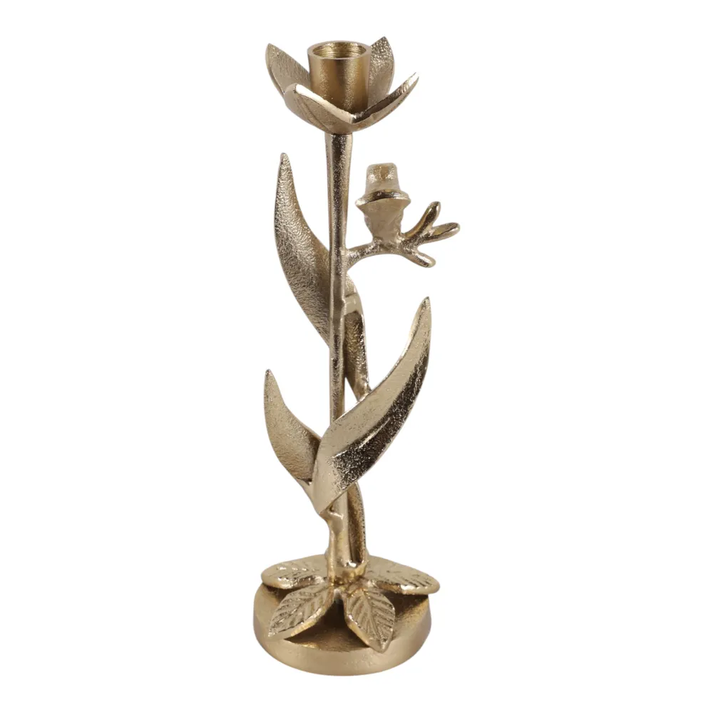 HOLLYMOOR GOLD CANDLE HOLDER 11 (IN)