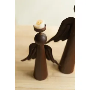 Set of 3 Rustic Iron Angel Tealight Holders 3