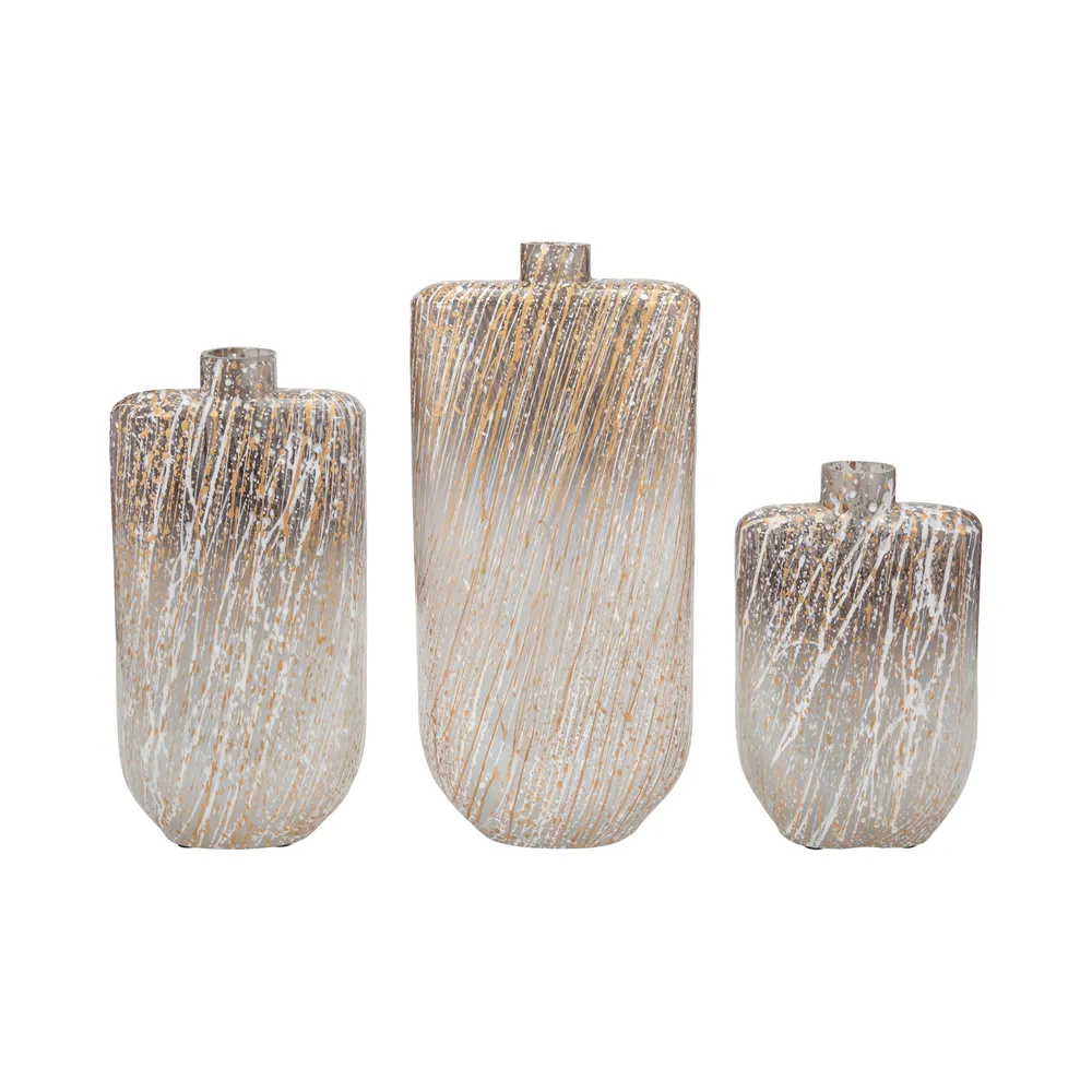 STONEWOOD IVORY GLASS VASE 16 (IN)