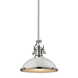 Chadwick 17'' Wide 1-Light Pendant - Polished Nickel with Gloss White 1