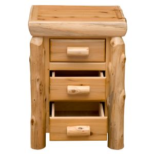 Cedar Log Three Drawer Nightstand - Weathered 5