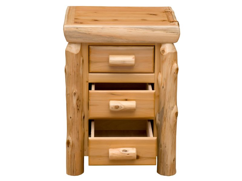 Cedar Log Three Drawer Nightstand - Vintage 5