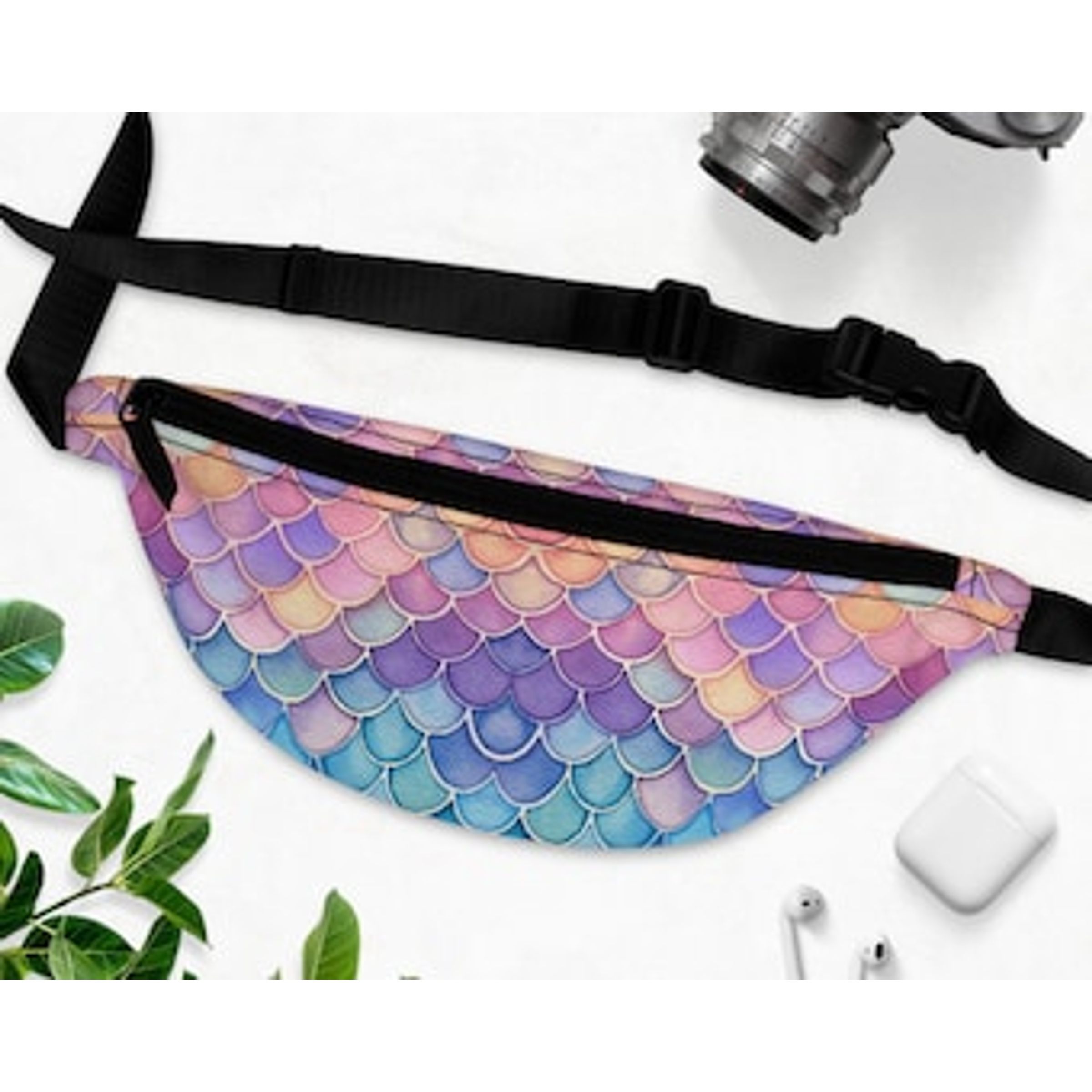 HIP BAG W ROPE STRAP - RAINBOW MERMAID SCALES