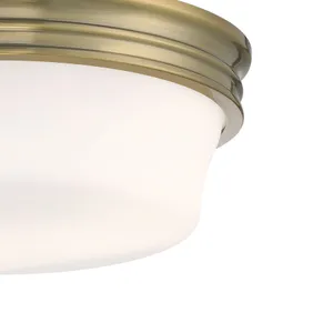 Galen 14'' Wide 3-Light Flush Mount - Antique Brass 4