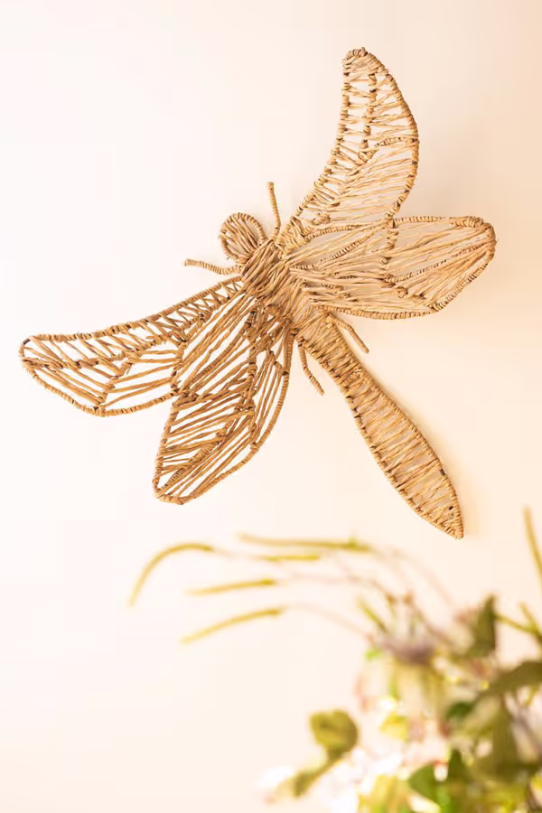 Seagrass and Iron Dragonfly Wall Decor