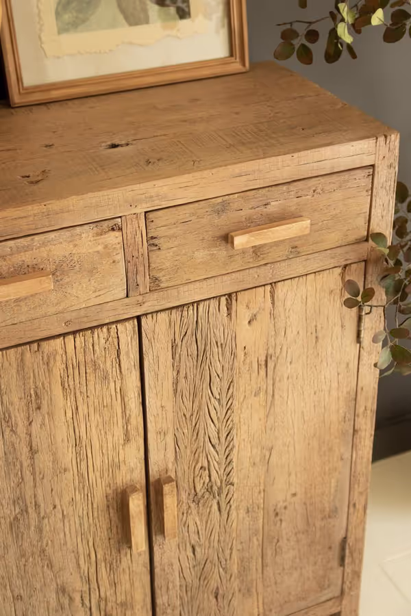 Reclaimed Wood Cabinet with Two Doors and Two Drawers