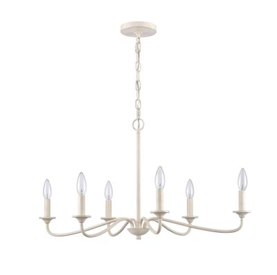 Quinn 30″ Wide 6-Light Chandelier - Antique White