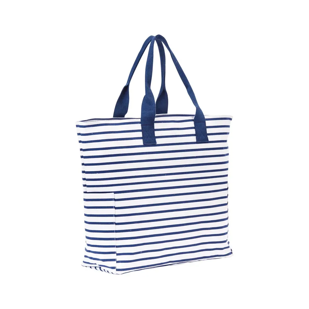 Bateau Stripe Navy Canvas Carryall Tote Bag