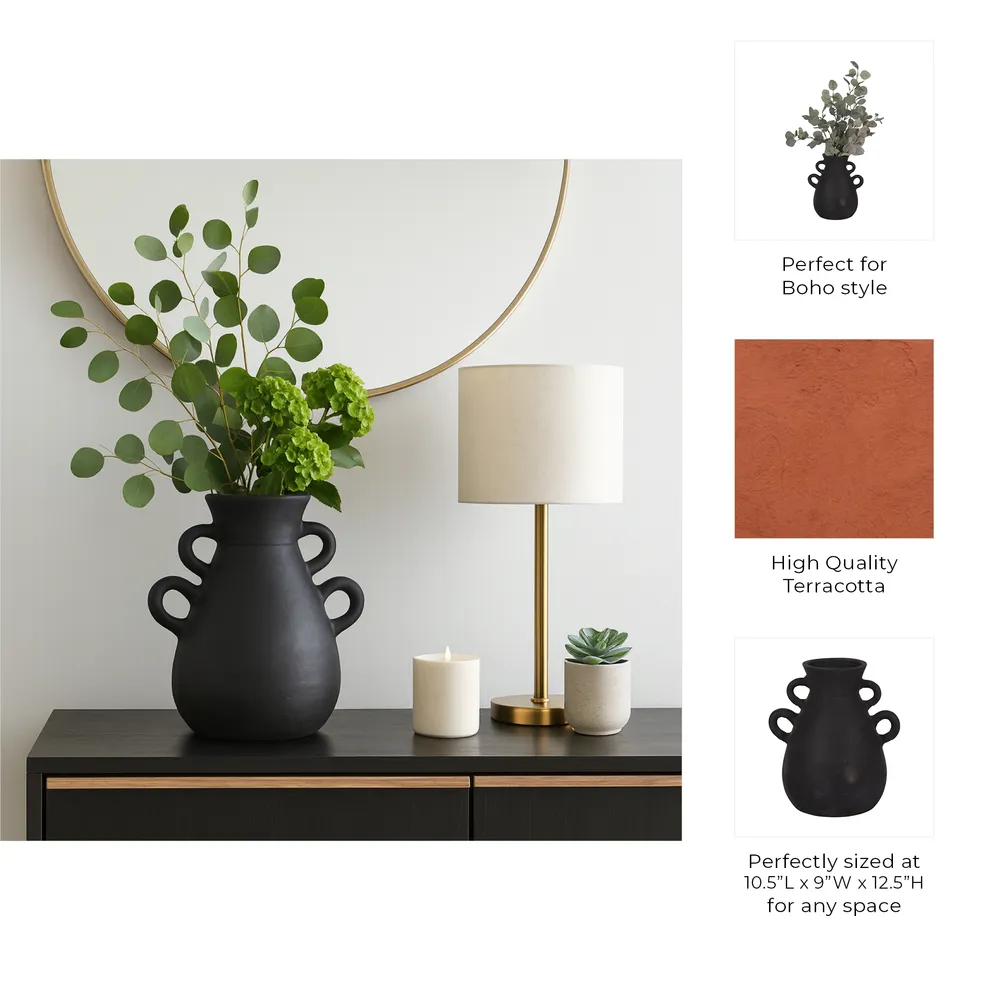 ARLOBEACH BLACK VASE 12 (IN)