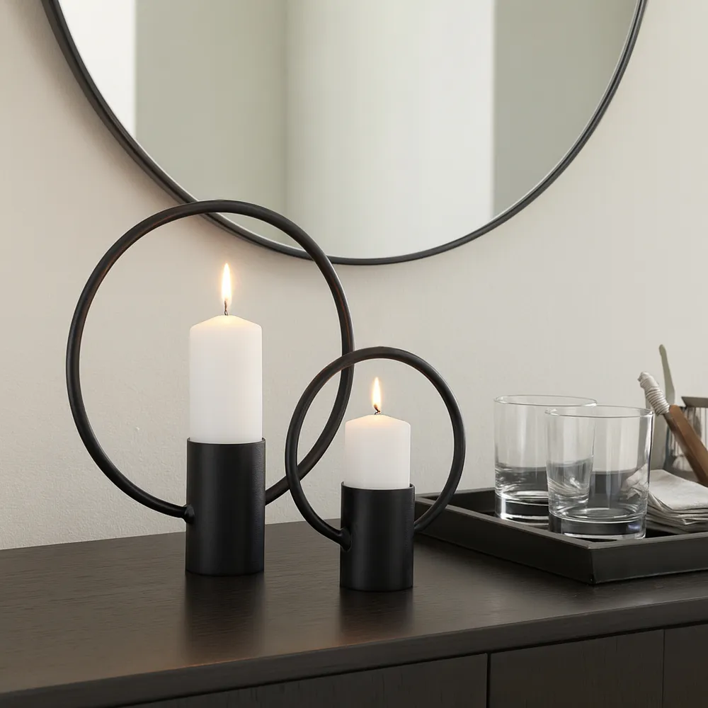 FLORARIDGE SET OF 2 BLACK METAL 19 (IN)