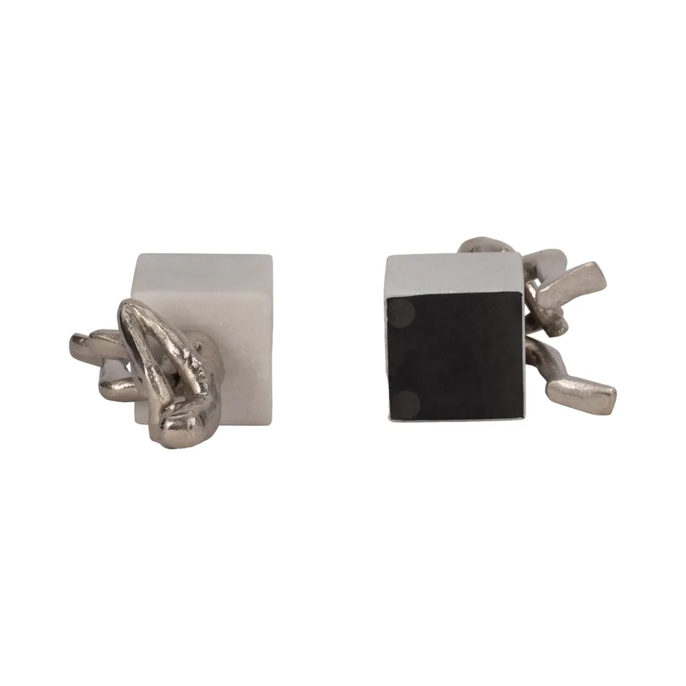 HARPERSHAW SET OF 2 SILVER BOOKENDS 8 (IN)