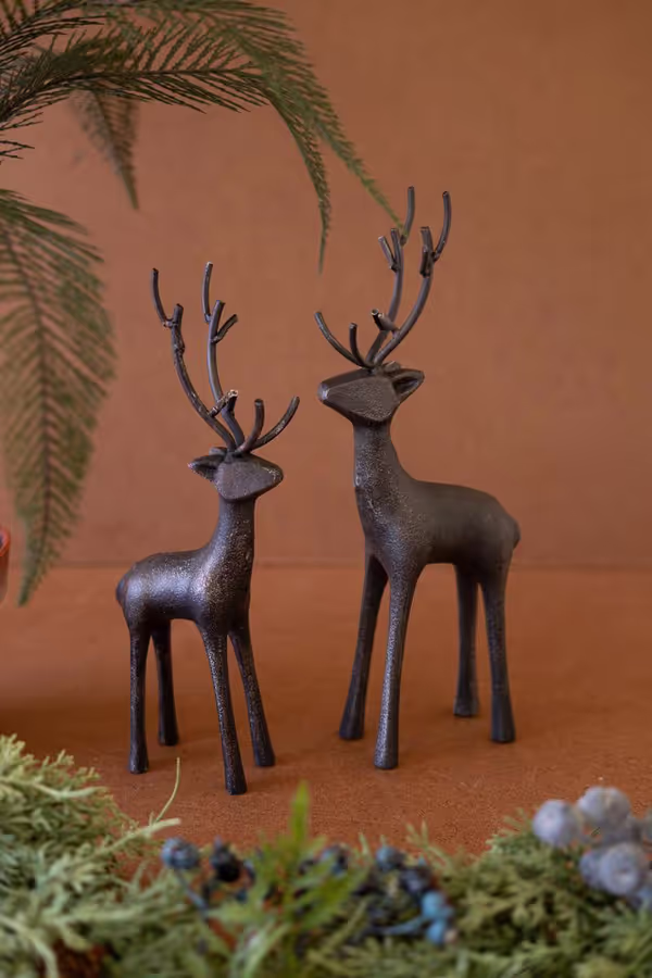 Set of 2 Cast Iron Reindeer