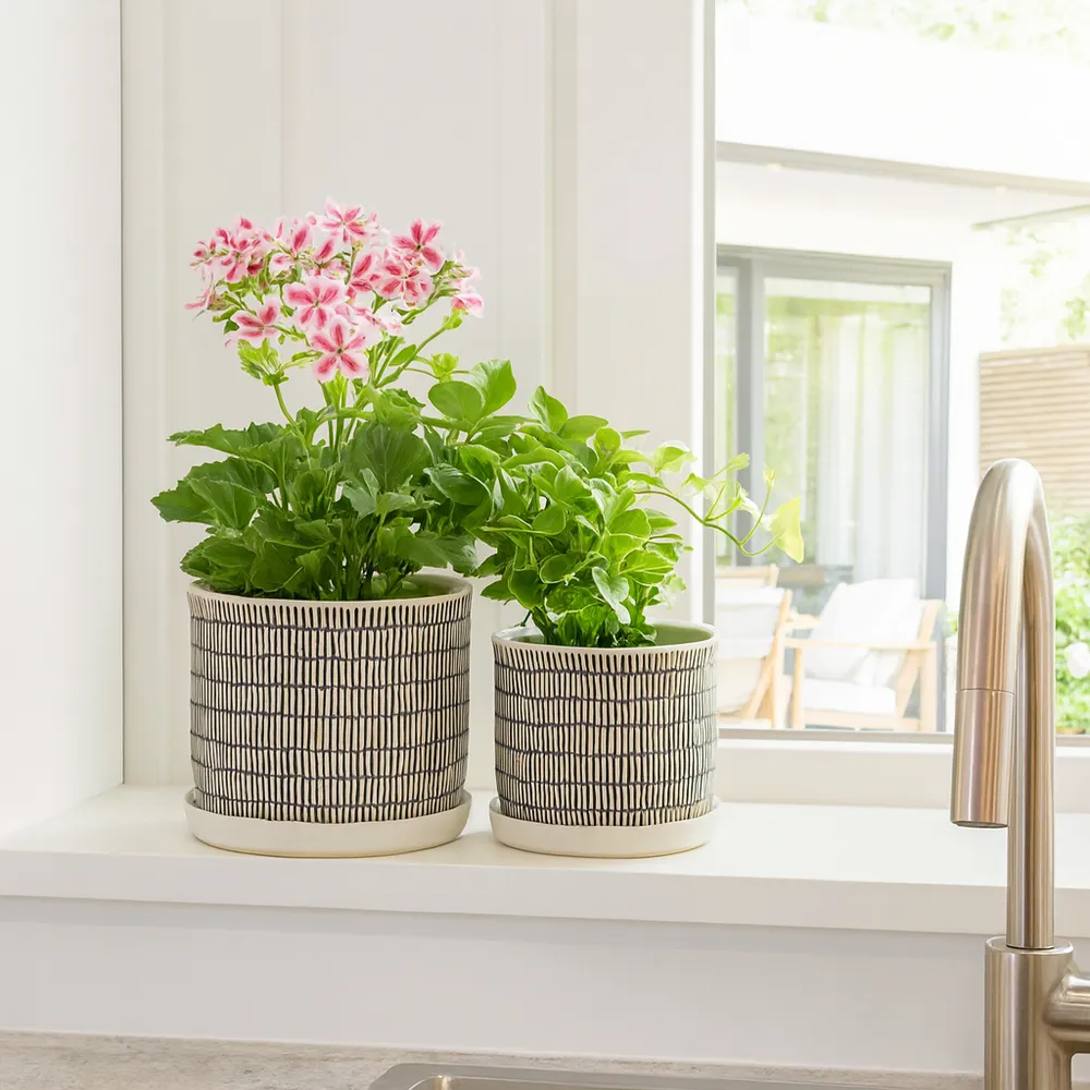 HOUSTONLAKE SET OF 2 IVORY PLANTER 7 (IN)