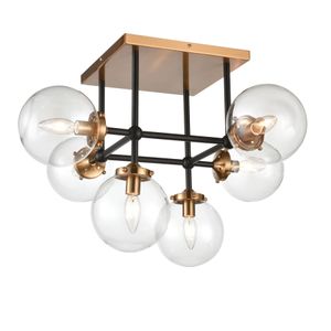 Boudreaux 26'' Wide 6-Light Semi Flush Mount - Matte Black with Antique Gold 1