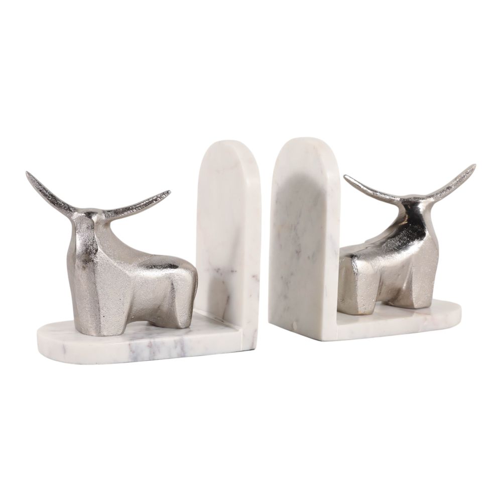 ALMACREST SET OF 2 WHITE BOOKENDS 7 (IN)