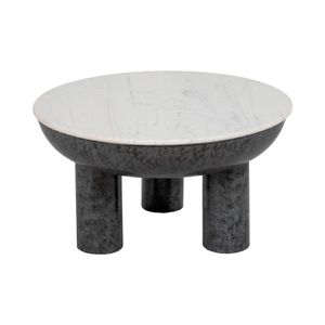 33" CHUNKY LEG COFFEE TABLE MARBLE TOP, WHITE/BLK 3
