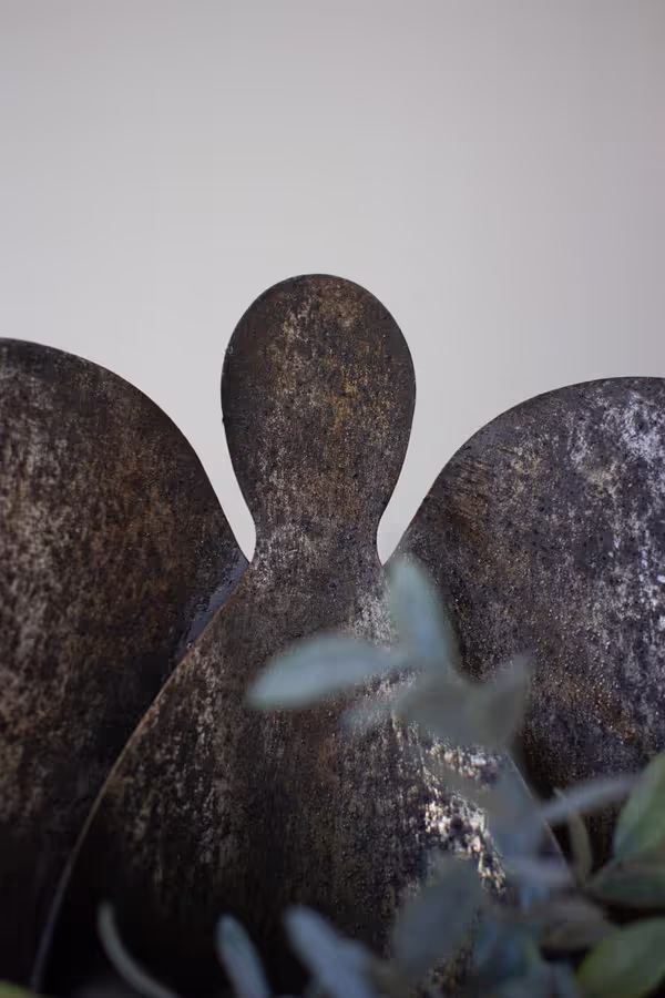 Set of 2 Rustic Metal Angel Candle Holders